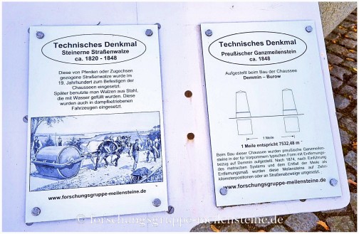 Demmin Staßenwalze und Meilenstein